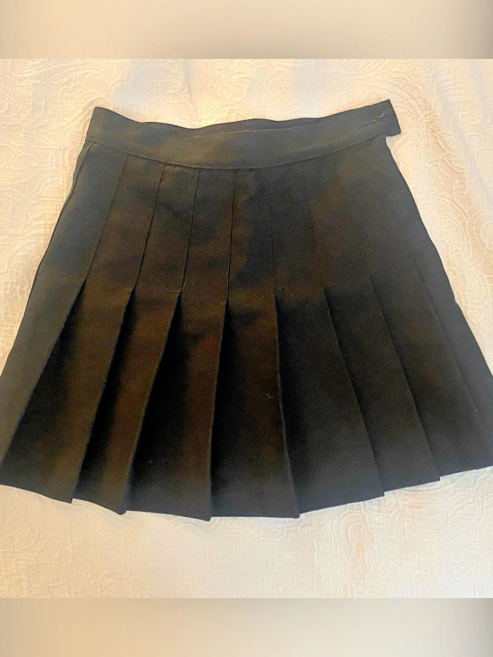 American Apparel Gabardine Tennis Skirt Black Pleated Mini Skirt Size XS Like